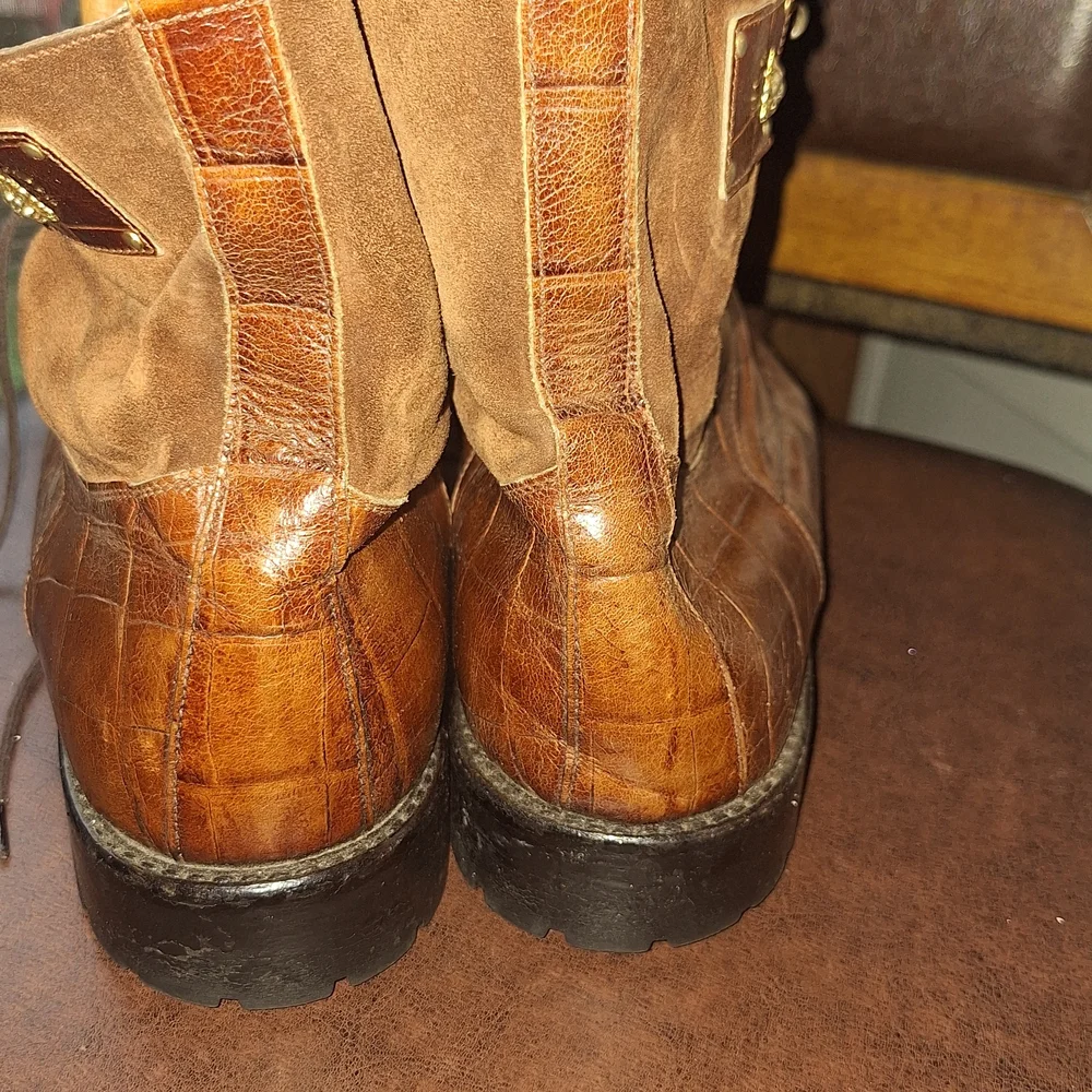 Vittorio Men's Tan Leather Crocodile-Embossed Italian Boots.sz11 - Picture 6 of 6